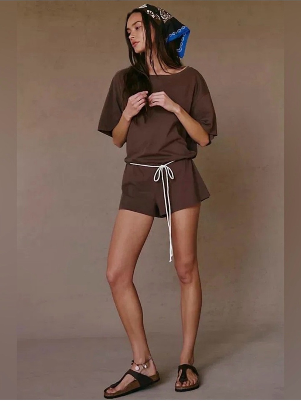 Free People Monet Relaxed Fit Tee Silhouette Cotton Romper